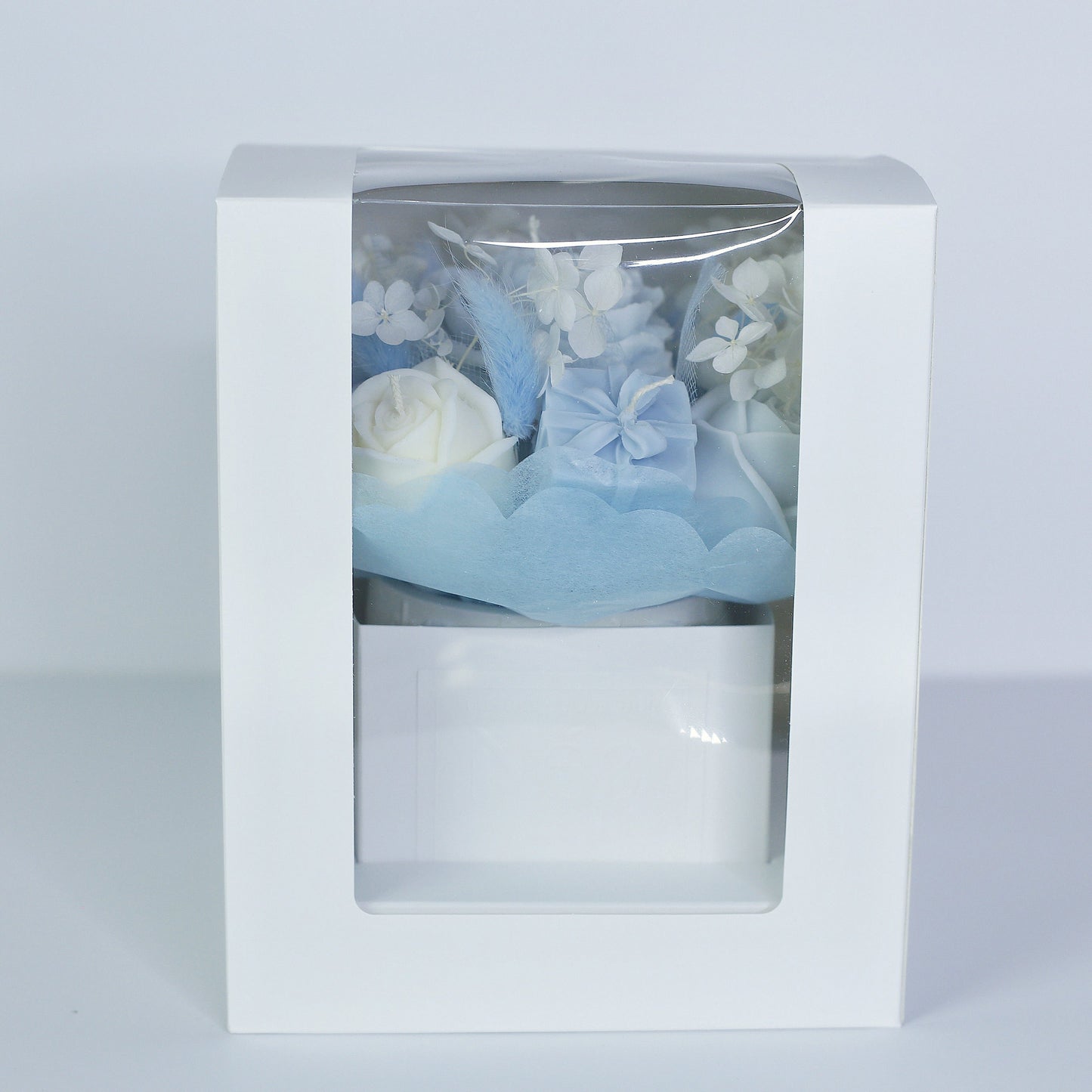 Babyshower Geschenk Blumenstrauß "Blue" – Forever-Duftkerze aus 100% Sojawachs
